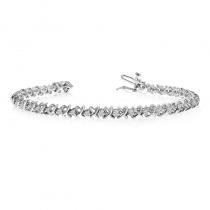 14K White Gold Diamond XO Bracelet