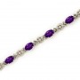 14K White Gold Oval Amethyst and Diamond Bracelet