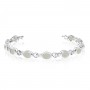 14K White Gold Oval Opal and Diamond Bracelet