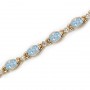 14K Yellow Gold Oval Aquamarine and Diamond Bracelet