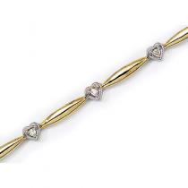 14K Yellow Gold Diamond Heart Bracelet