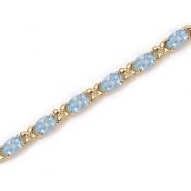 14K Yellow Gold Oval Aquamarine Bracelet