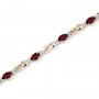 14K Yellow Gold Oval Garnet and Diamond Bracelet