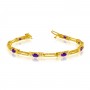 14K Yellow Gold Oval Amethyst and Diamond Bracelet