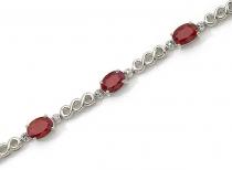 14K White Gold Oval Ruby and Diamond Bracelet