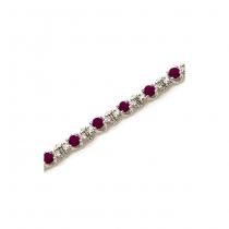 14K White Gold Round Ruby and Diamond Precious Tennis Bracelet