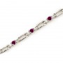 14K White Gold Round Ruby and Diamond Bracelet