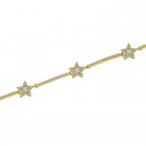 14K Yellow Gold Diamond Star Bracelet