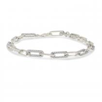 14K White Gold Diamond Paper Clip Link Bracelet