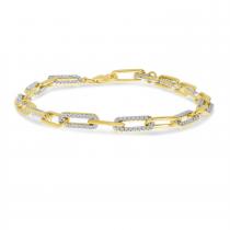 14K Yellow Gold Diamond Paper Clip Link Bracelet