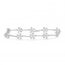 14K White Gold Diamond Floral Bracelet