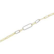 14K Two Tone Gold Triple Paperclip Diamond Bracelet