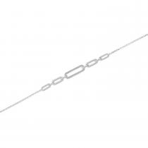 14K White Gold Diamond Paperclip Chain Bracelet