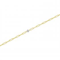 14K Yellow Gold Dashing Diamond Paperclip Chain Permanent Bracelet