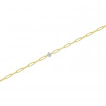 14K Yellow Gold Dashing Diamond Paperclip Chain Permanent Bracelet