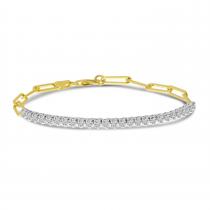 14K Yellow Gold 1.3 ct Diamond Paperclip Bracelet