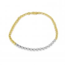 14K Two Tone Gold Diamond Heart Bracelet