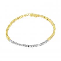 14K Two Tone Gold Diamond Square Link Bracelet