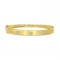 14K Yellow Gold Diamond Stationed Bangle