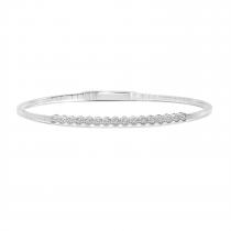 14K White Gold Diamond Bezel Half Flexible Bracelet