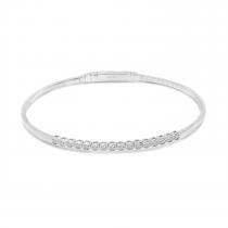 14K White Gold Diamond Bezel Half Flexible Bracelet