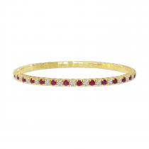 14K Yellow Gold Alternating Ruby and Diamond Expandable Bracelet