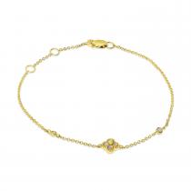 14K Yellow Gold Opal and Diamond Clover Chain Bracelet