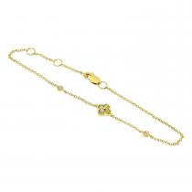 14K Yellow Gold Opal and Diamond Clover Chain Bracelet