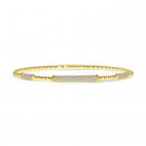 14K Yellow Gold Pave Diamond 3 Station Flexible Bracelet