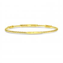 14K Yellow Gold Pave Diamond 3 Station Flexible Bracelet