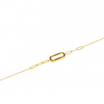 14K Yellow Gold Rainbow Sapphire Link Bracelet