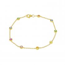 14K Yellow Gold Bezel Set Rainbow Sapphires Necklace